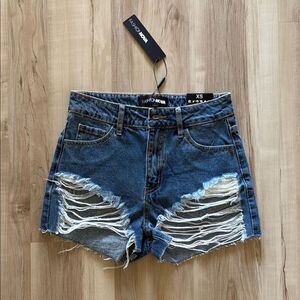 Fashion Nova Blue High-Waisted Jean Shorts